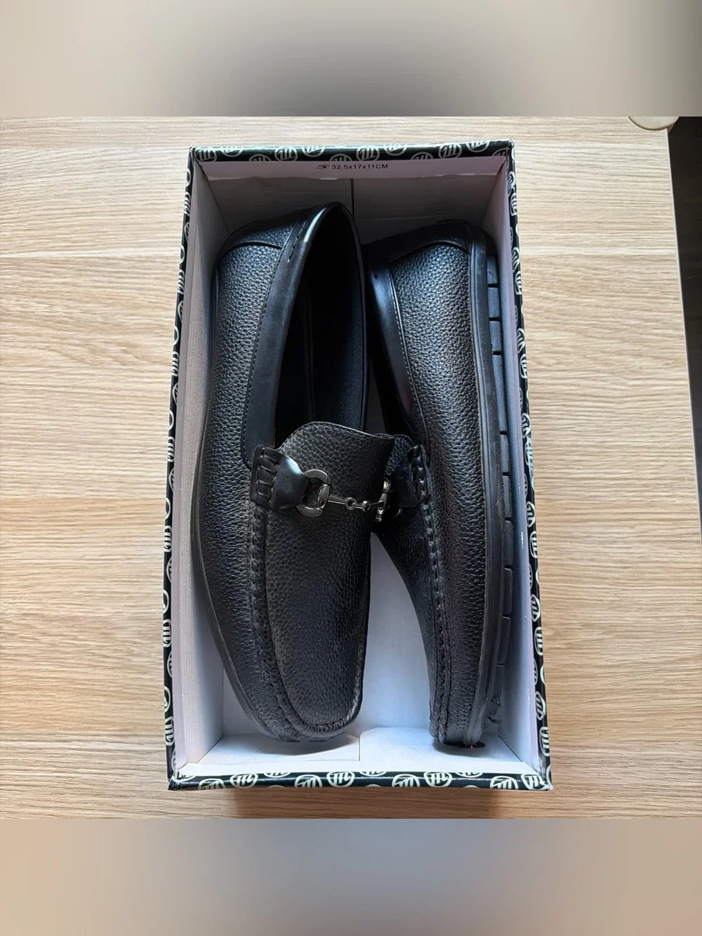 Men's Black Pebbled Leather Bit Slip-On Loafers